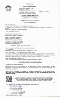 Сертификат о благополучии фирмы Панама 2