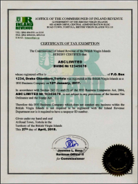 Tax Residence Certificate БВО