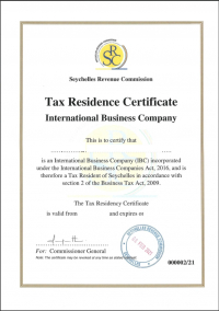 Tax Residence Certificate Сейшелы