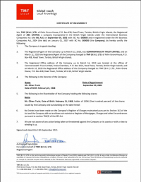 Certificate of Incumbency БВО