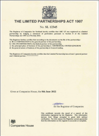 Сертификат о благополучии фирмы Шотландия