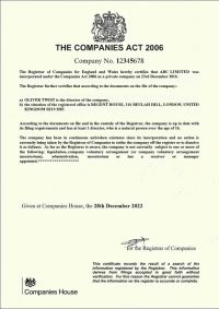 Сертификат о благополучии фирмы Великобритания