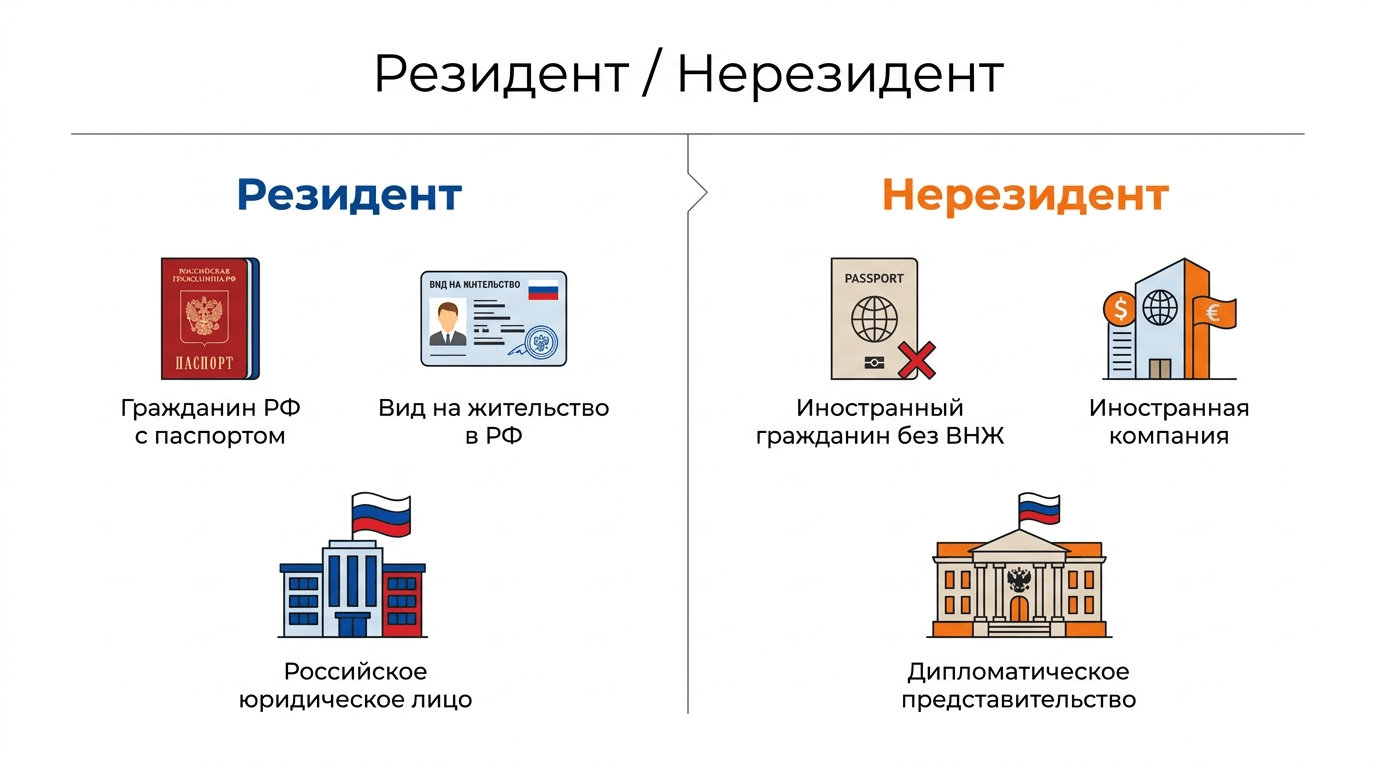 сравнение резидент - нерезидент